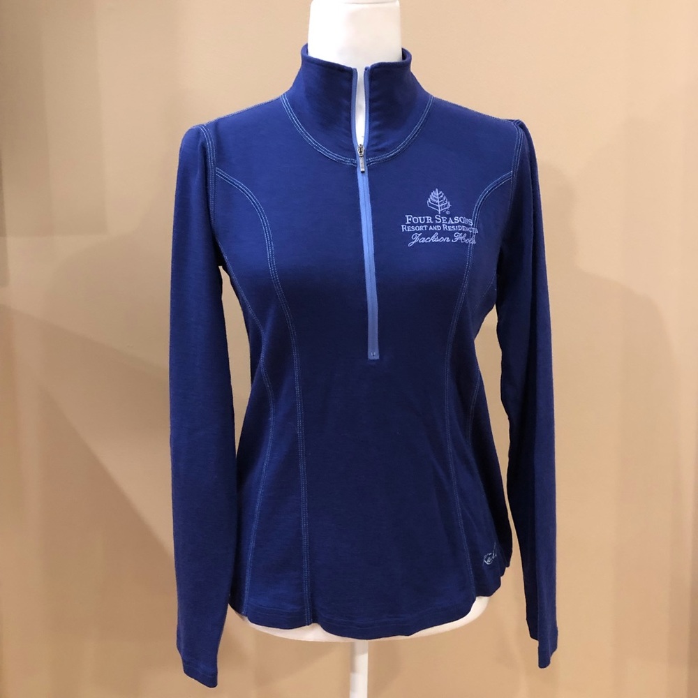 Kuhl Blue Four Seasons Jackson Hole Pull Over Half Zip Long Sleeve Tee, Size M